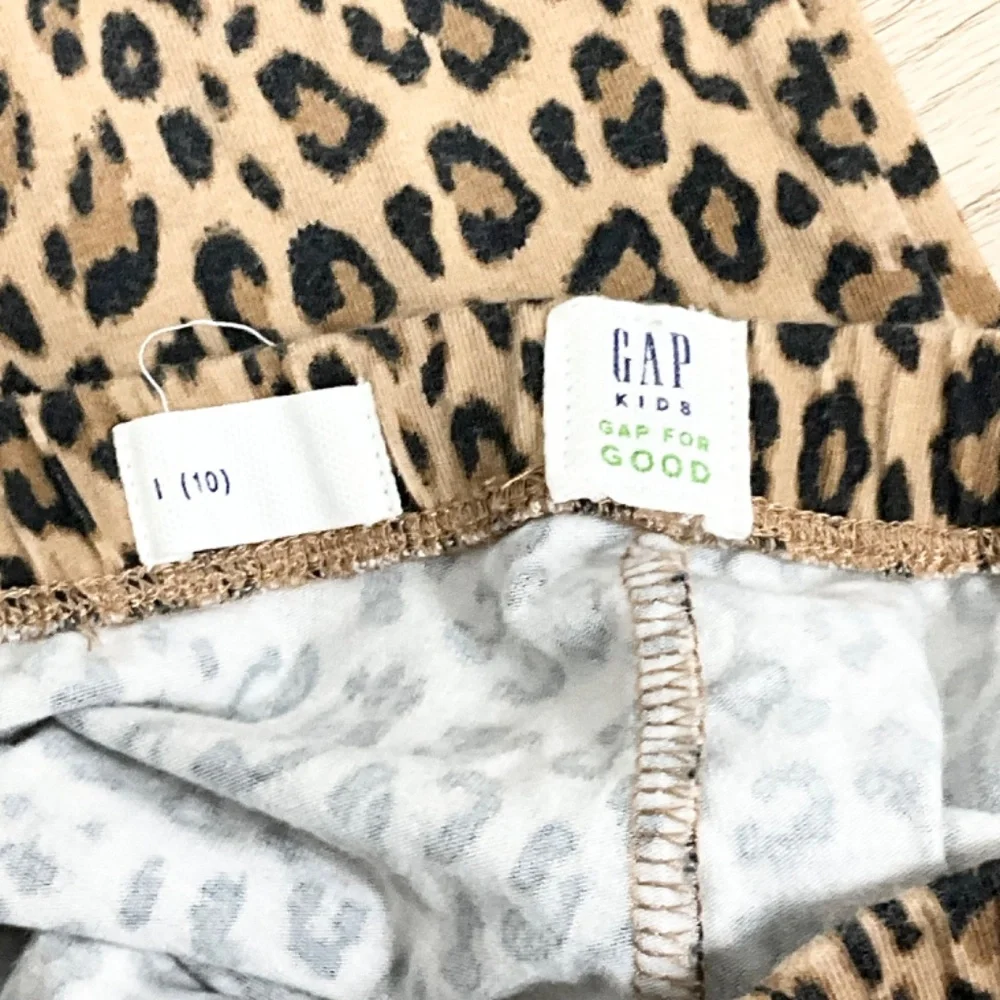 Gap Kids Leopard Print Leggings Cotton Stretch Elastic Waist Girls Large 10